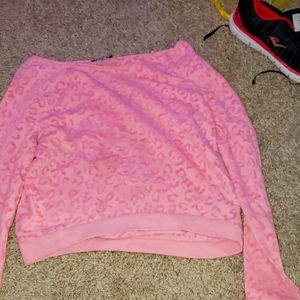 Pink cheetah prints off the shoulder shirt